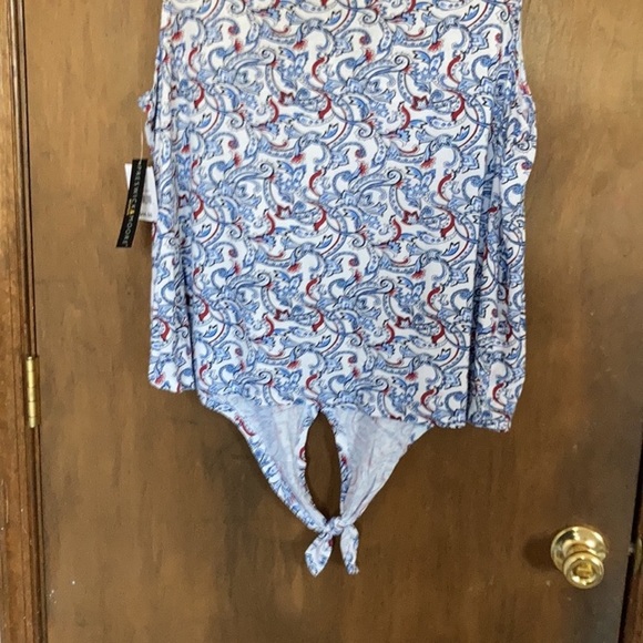Preswick & Moore top paisley floral print top w stretch & tie detail 2X - Picture 9 of 17
